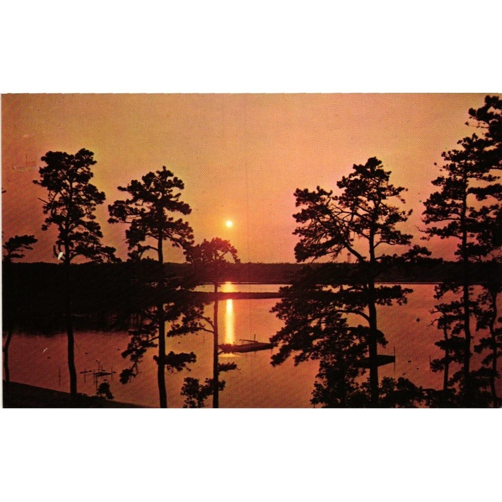 Vintage Sunset A Time of Enchantment Postcard Asheville Post Card Co NC K-1662