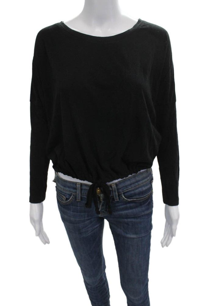 Eberjey Womens Basic Long Sleeve Round Neck Black Top Size SFree Shipping in US $100+ Orders | $6.95 Orders Below