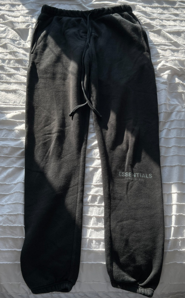 Essentials Fear of God Men's Black Sweatpants S Cotton Polyester Tapered Leg