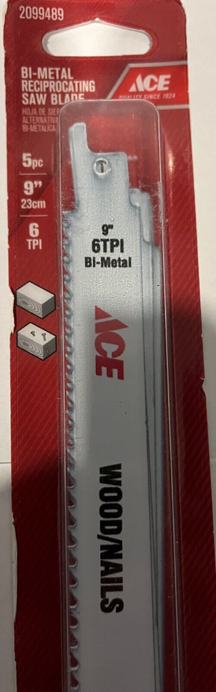 Ace Reciprocating Saw Blades 5pk 9 Inch 8-12 TPI for Wood and Nails-image