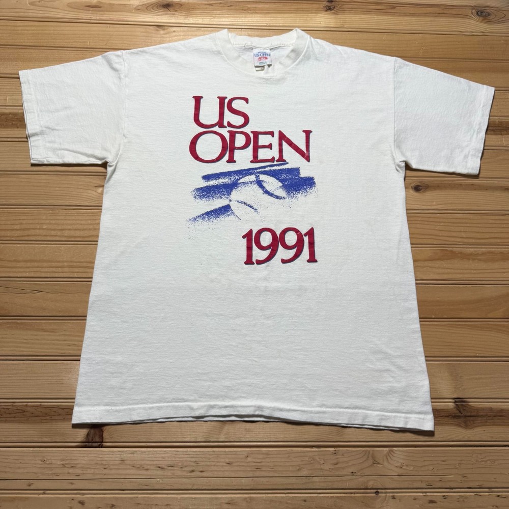 Vintage 1991 US Open Tennis Tournament Sports Athleisure Graphic T-Shirt - Large