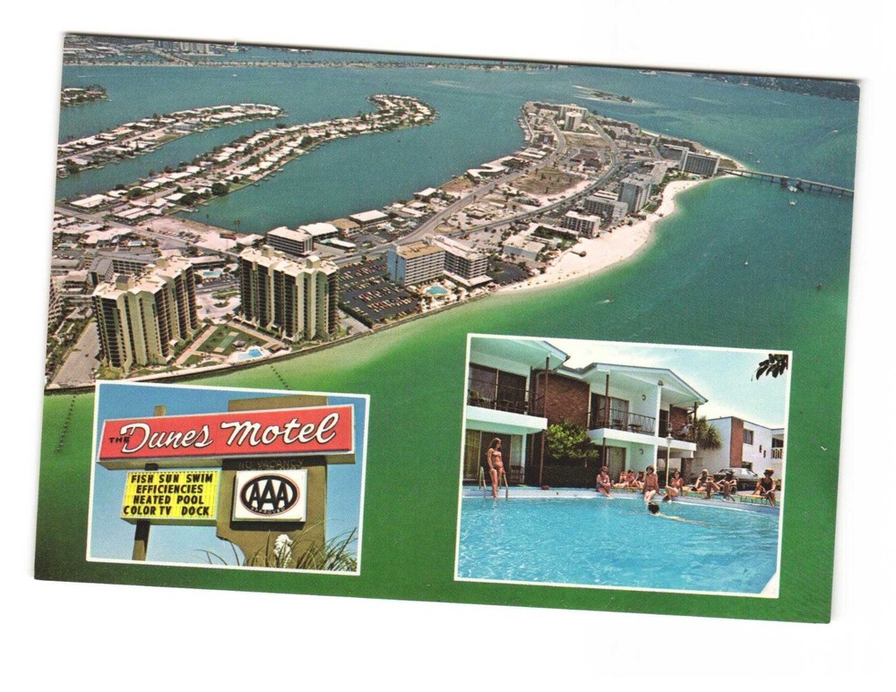 The Dunes Motel Clearwater Beach FL vintage postcard unposted