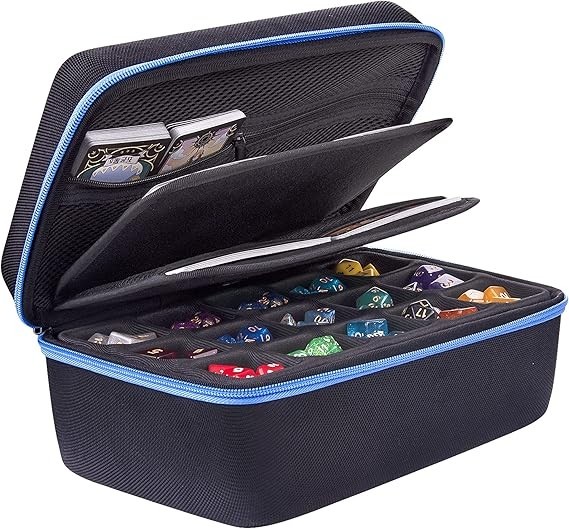 Dice Storage Case Big Capacity Dice Box with Double Removable Slotted Tray and H