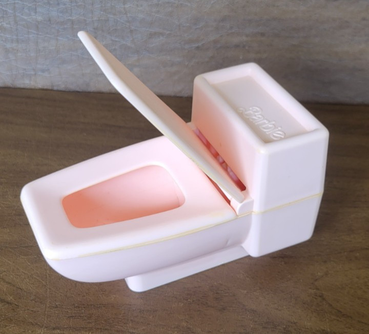 Barbie Vintage Dream House Furniture Collection 1979 Bathroom Light Pink Toilet