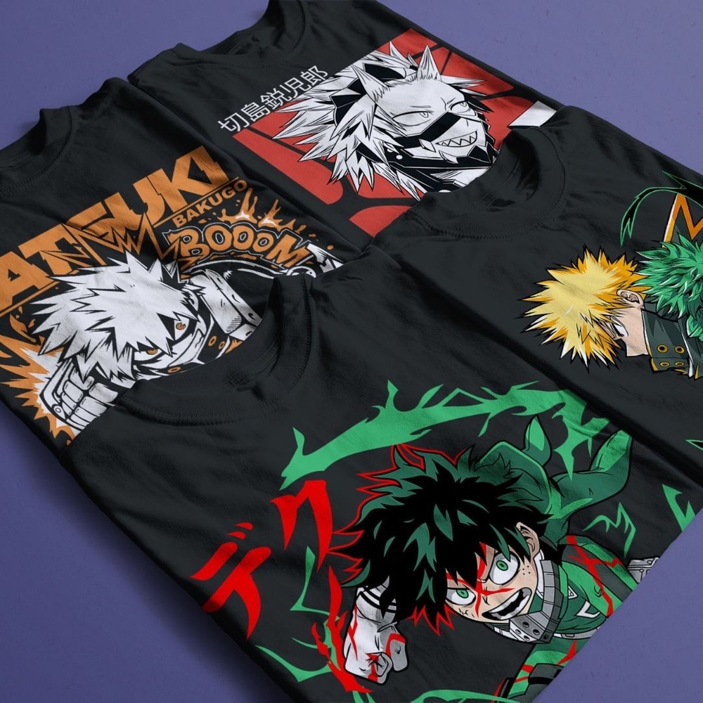 My Hero Academia MHA T-Shirt Anime Character Tee Unisex Black Cotton S-5XL