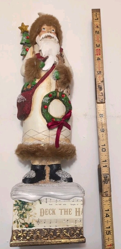 Santa Claus Father Christmas Fir Accent Figure Tabletop Décor Tree Bird 15