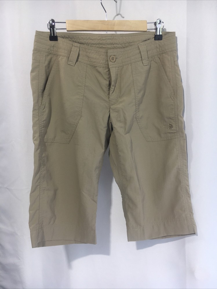 North Face Womens 10 Khaki Nylon Cargo Hiking Shorts Capri