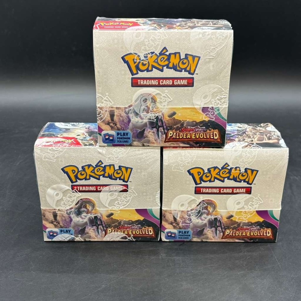 Lot of (3) Pokemon TCG SV02 Paldea Evolved Booster Boxes SEALED NEWPROBSTEIN is actively accepting consignments !!