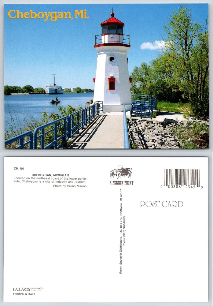 Cheboygan Michigan LIGHTHOUSE Postcard V263