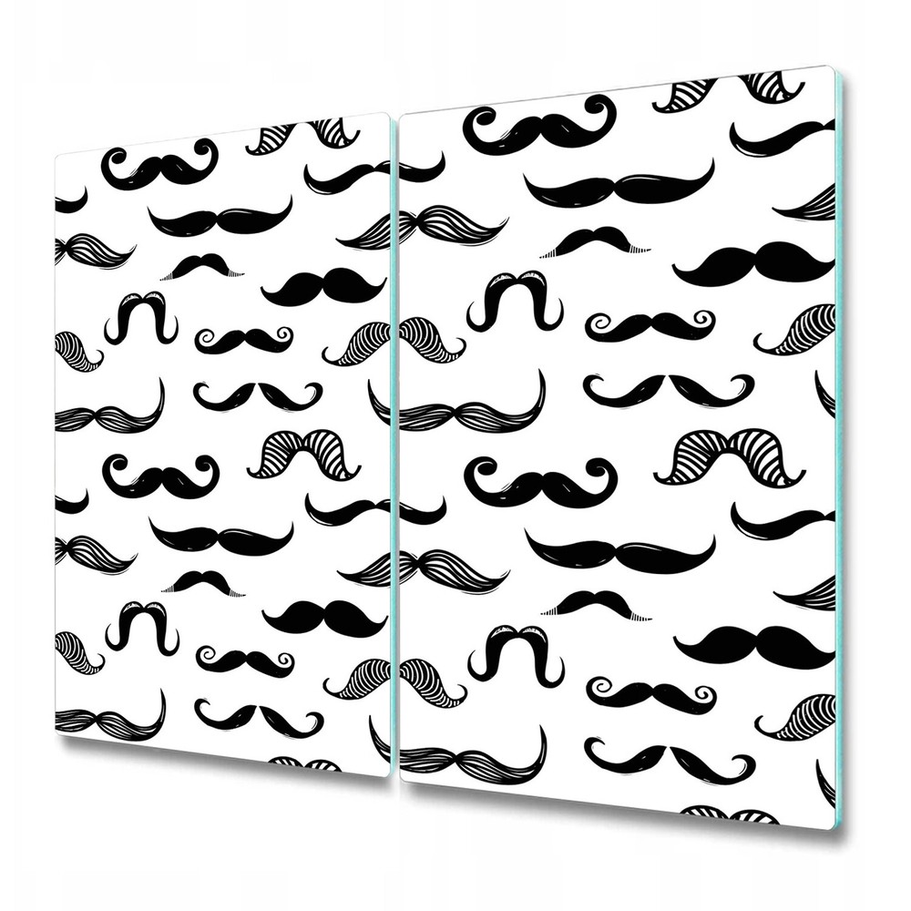 Glass Kitchen Chopping Cutting Serving Board Moustache Black and white 2x30x52