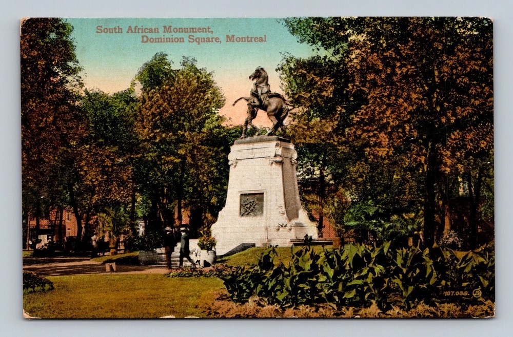 Vintage South African Monument Postcard Dominion Square Montreal