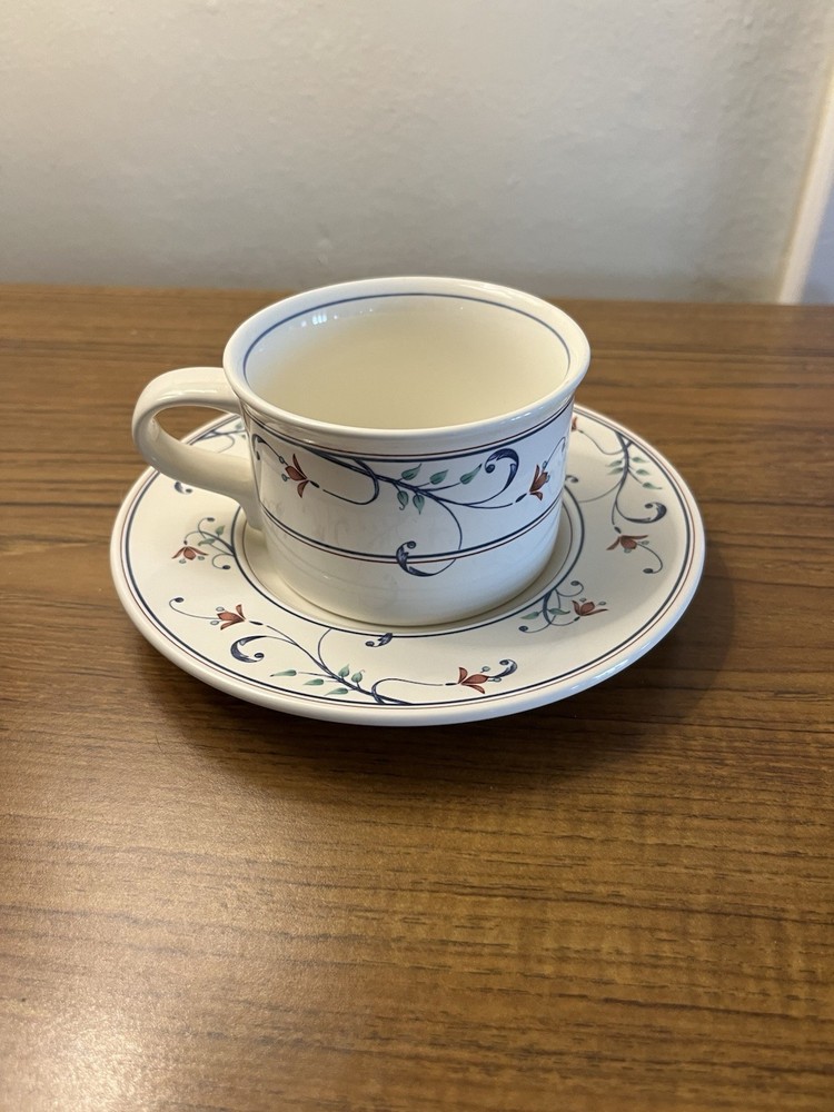 Mikasa Intaglio Annette CAC20 MIKANNETTE Flat Cup and Saucer Set 2 3/8