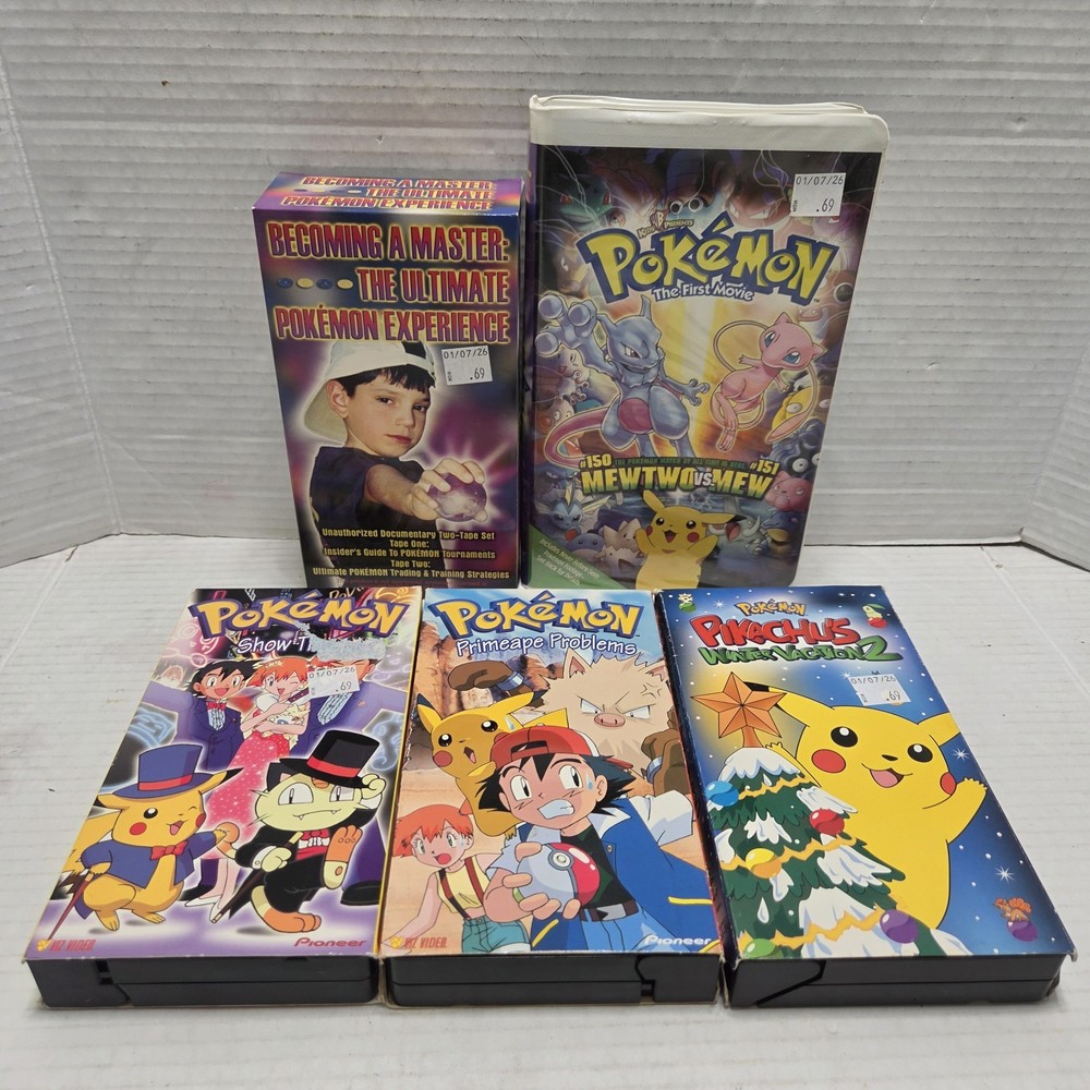 Vtg Pokémon VHS Tapes Lot Of 5 VHS Tapes Tested & Working