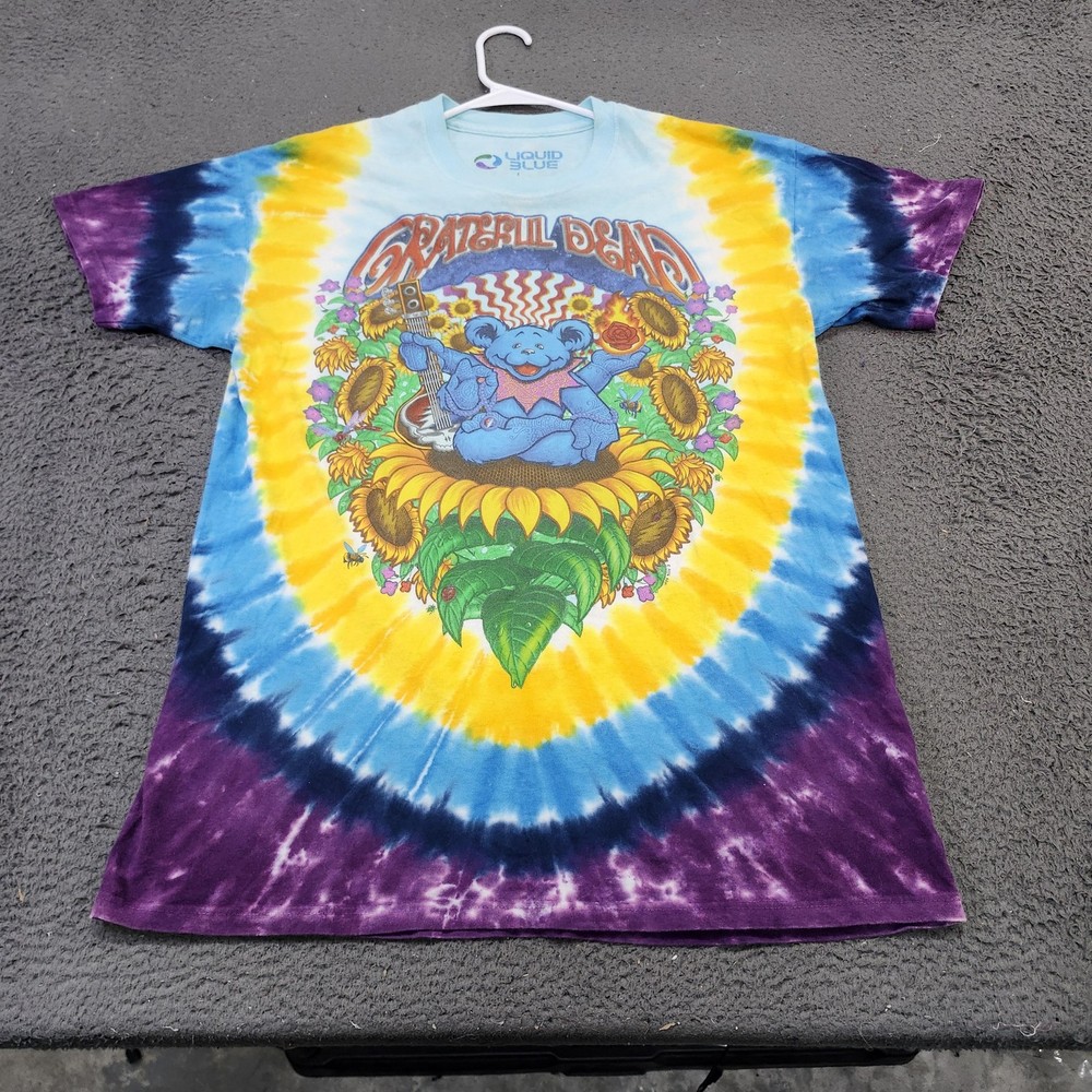 Liquid Blue Shirt Mens XL Tie Dye Grateful Dead Bear Graphic Tee Double Sided