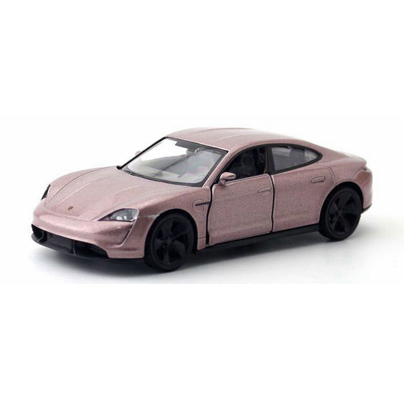 1:36 Porsche Taycan Turbo S Model Car Diecast Toy Cars Door Open Toys Gifts Pink