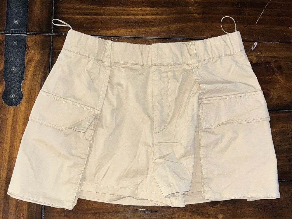 New ZARA Woman Camel High Rise Bermuda Shorts With Deep Pockets size S