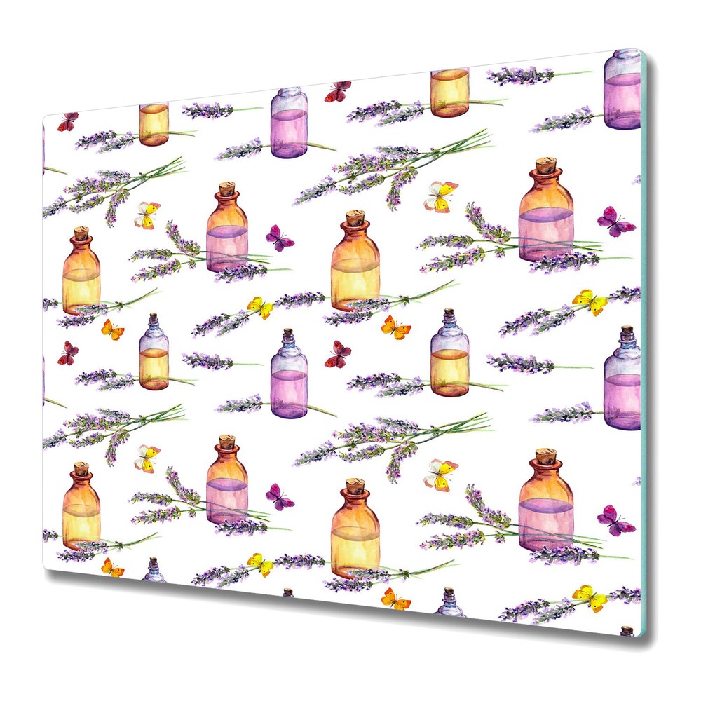 Tempered Glass Chopping Board Oil perfume bottle lavender flowers 60x52