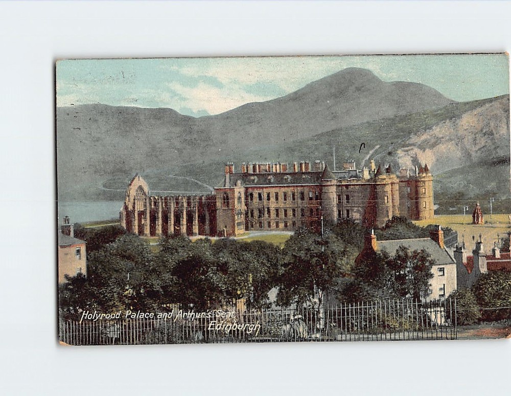 Postcard Holyrood Palace & Arthur's Seat Edinburgh Scotland