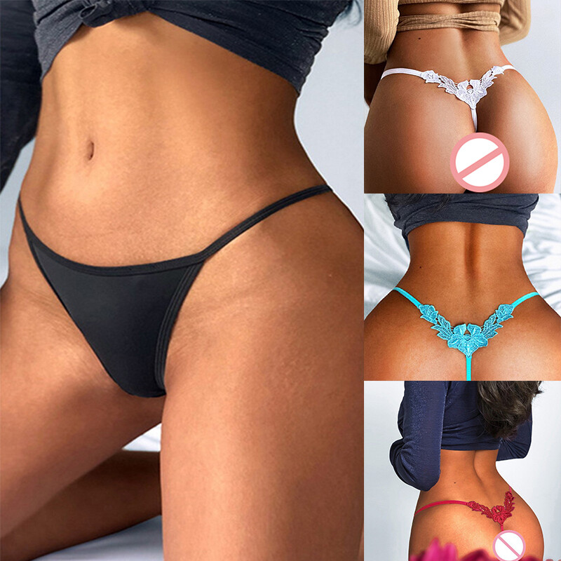 Floral Embroidered Sexy Briefs Low Waist G-String Seduction Thin Underwear wi
