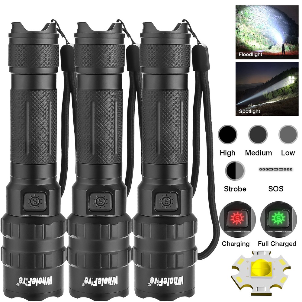 Super-Bright 990000LM Tactical LED Flashlight Torch with Rechargeable Battery