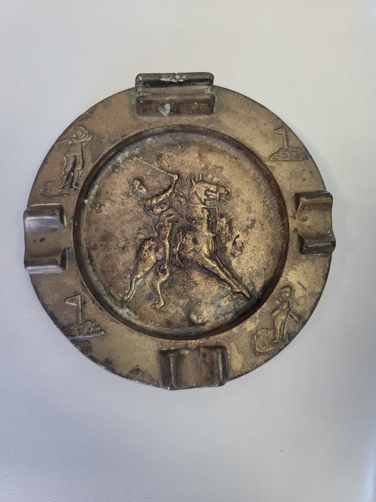Antique Bronze Gentlemans Polo Player Cigar Ashtray Ralph Lauren