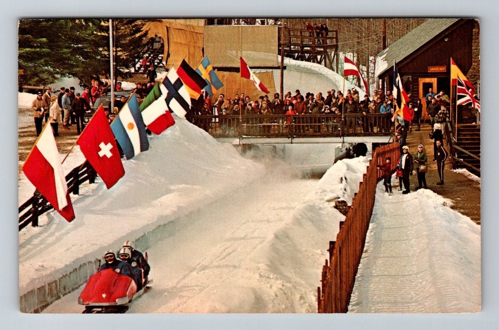 Lake Placid, NY-New York, Mt Van Hoevenberg Olympic Bobsled Run Vintage Postcard
