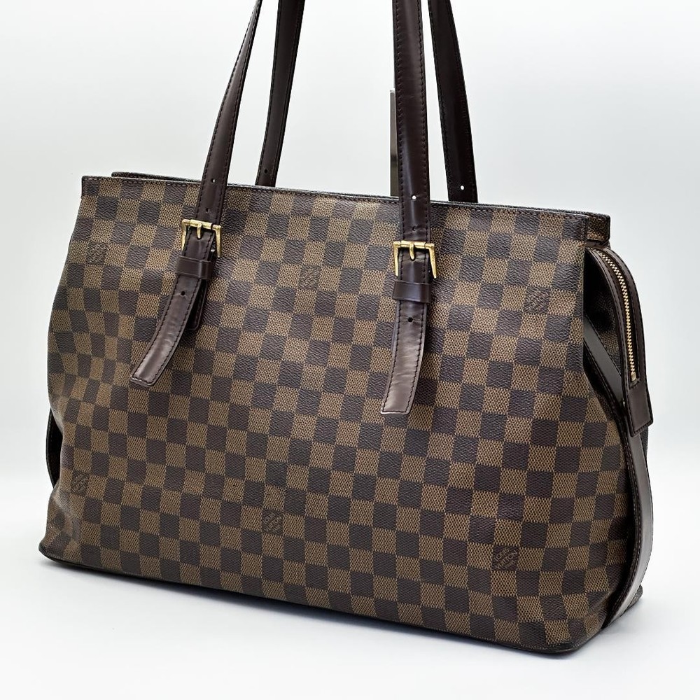 Louis Vuitton Damier Chelsea Tote Brown Canvas 28x41x15cm Pre-Owned