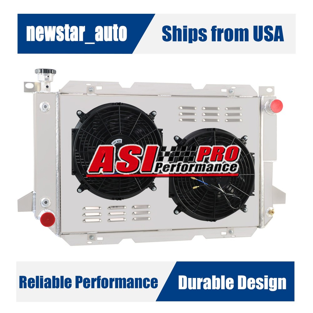 4 Row ALUMINUM RADIATOR SHROUD FAN For 1985-97 FORD BRONCO F150 F250/F350 V8.