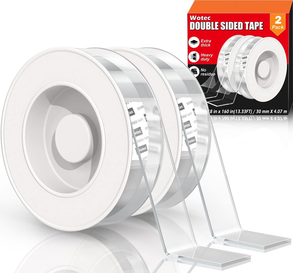2 Pack Extra Large Double Sided Tape Heavy Duty Removable 1.18 Inch x 160 Inc...
