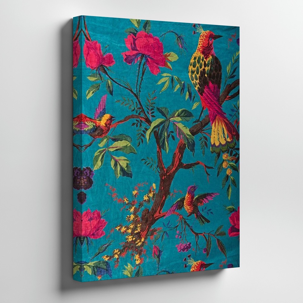 Vibrant Tropical Birds And Flowers Canvas Wall Art Colorful Nature Print Home