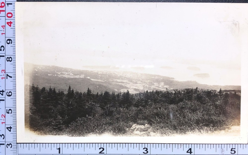 View from Cadillac Mountain Acadia National Park Vintage BW Photo Snapshot #1-image