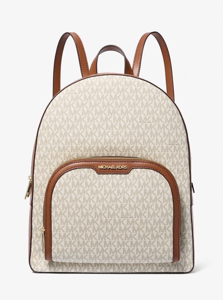 Latest Michael Kors JAYCEE Large Size Vanilla Logo Monogram PVC Backpack