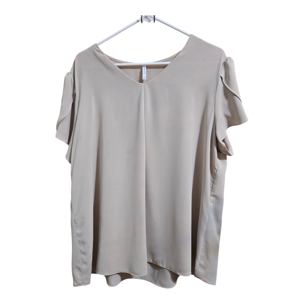 Anyally Women's  Chiffon Tunic Blouse Extra Large Short Sleeve Career Formal