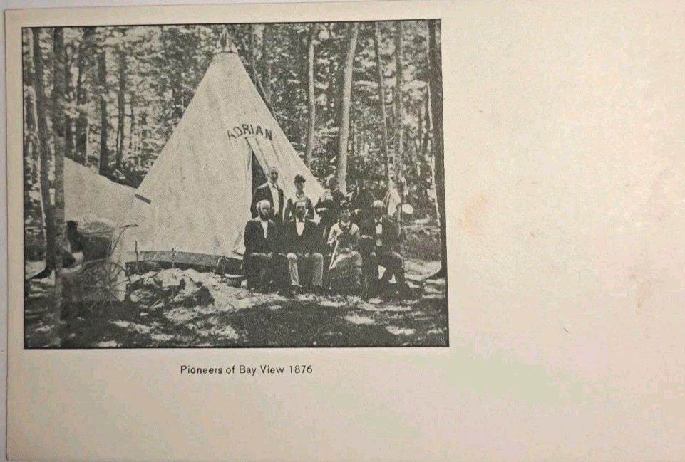 BAY VIEW, Michigan, 1876 Pioneers at Rally Tent, Rare 1906 UDB Postcard
