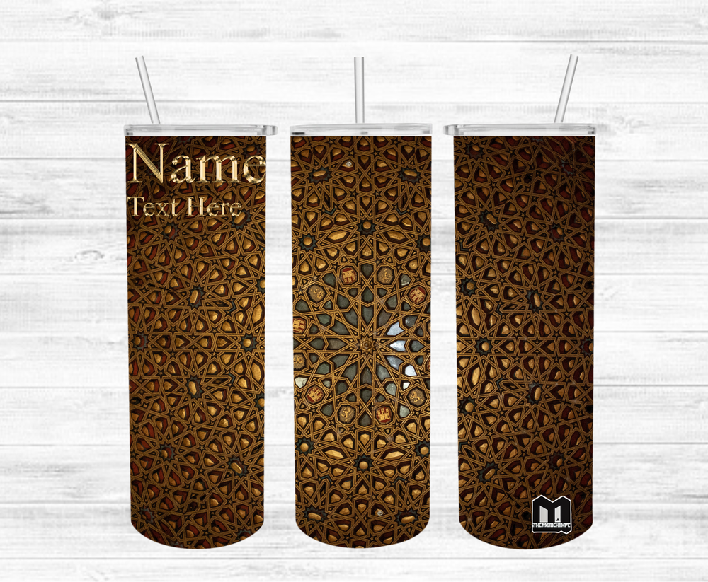 20oz Skinny Tumbler Custom Gold Name with Sublimation Straw