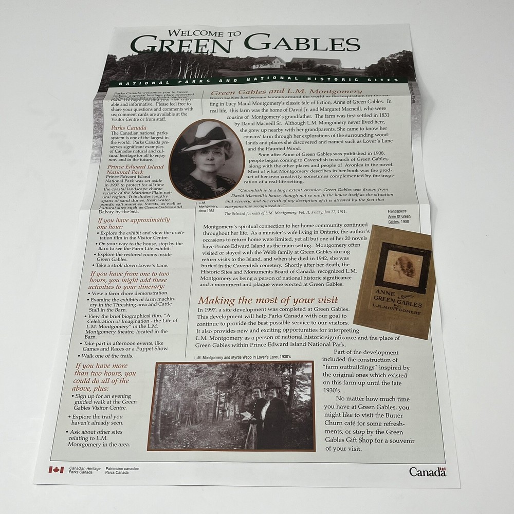 Welcome To Green Gables National Park Historic Site Brochure Guide Souvenir Map