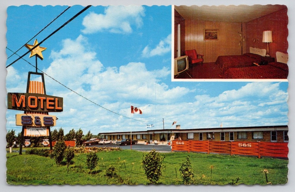 Vintage MOTEL S&S Saint-Jean Quebec Canada Postcard 1960s 70s UNIC