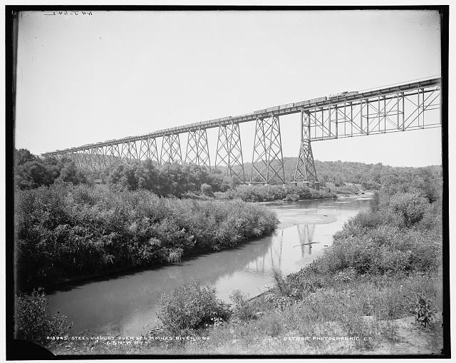 Steel viaduct over Des Moines River,Iowa,IA,Chicago & North Western Railway