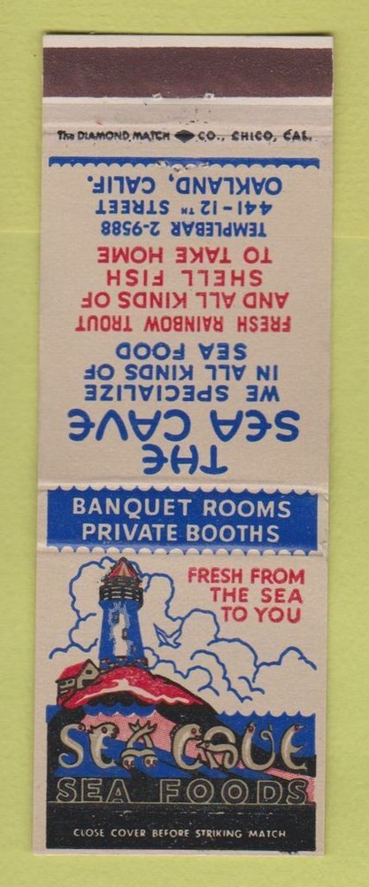 Matchbook Cover - The Sea Cave Restaurant Oakland CA