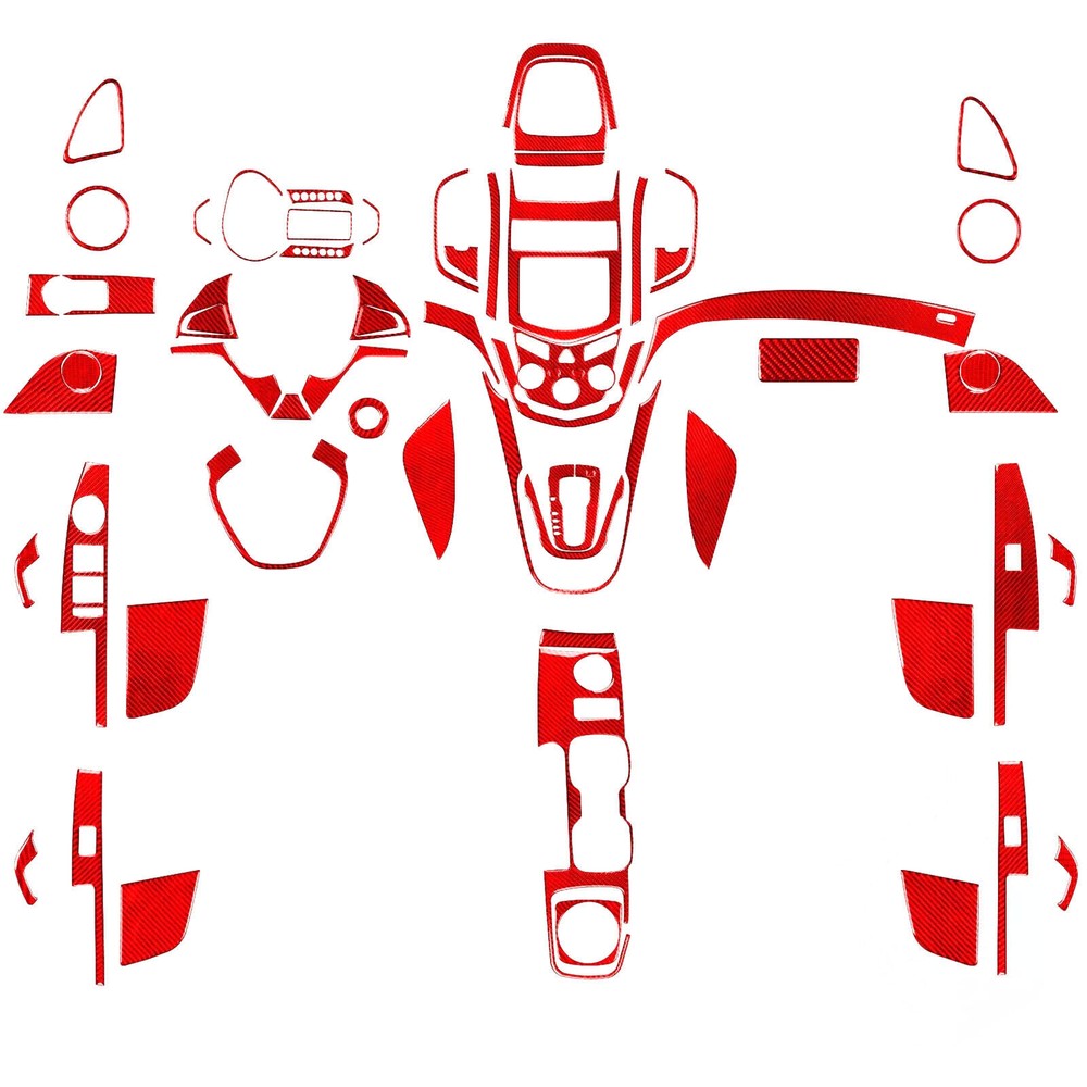 68Pcs Red Carbon Fiber Kits Full Interior Cover Trim For Chevrolet Sonic 2012-16