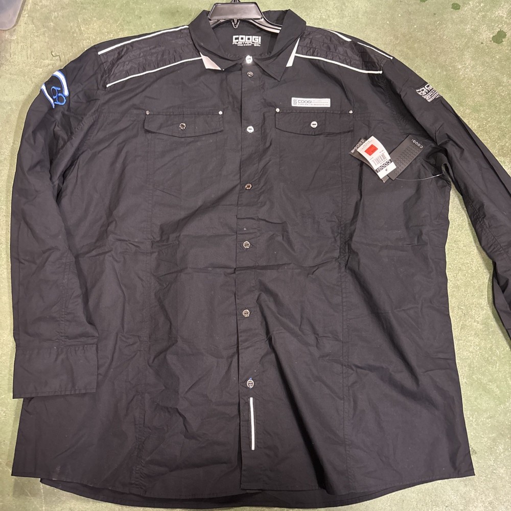Coogi Heritage 69 Mechanic Utility Button Up Shirt Mens 5XL Black Embroidered