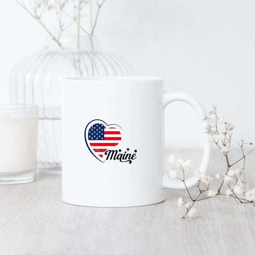 Maine Heart Flag Maine Mug Maine Gift Maine Flag Maine Pride Maine Travel Maine