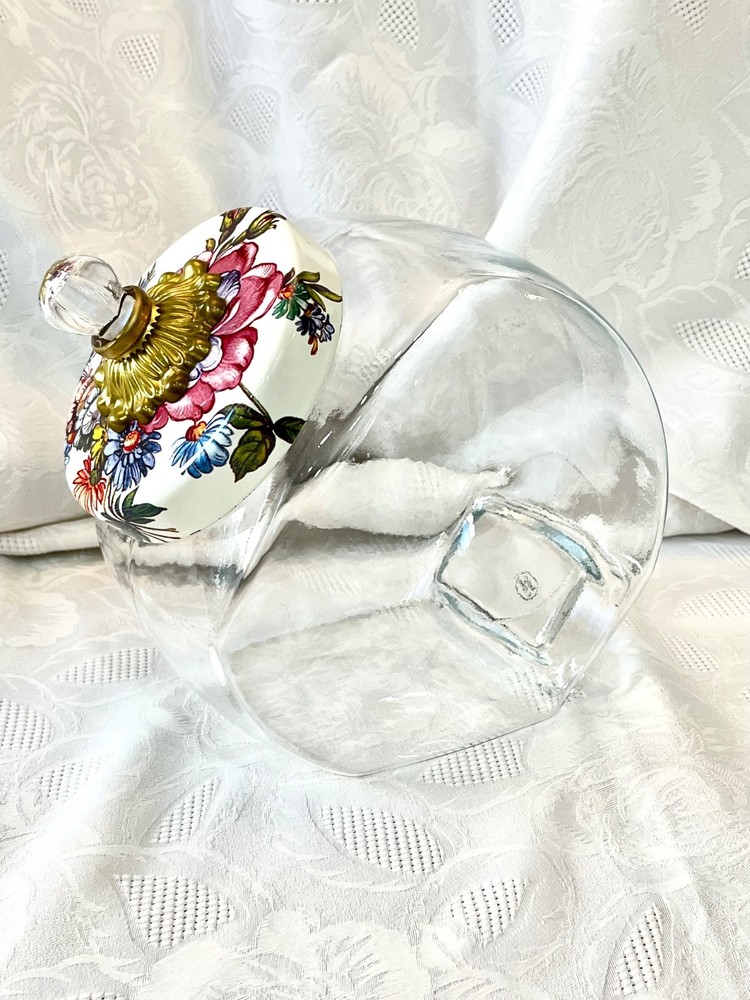 Mackenzie  Childs Sweets Jar With White Flower Market  Lid 0.5 gallon New in Box