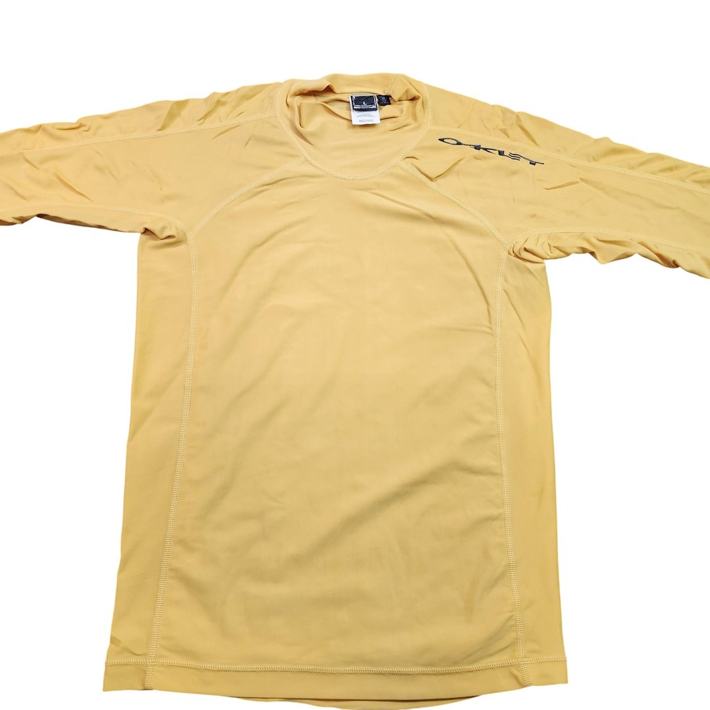 Oakley Shirt Mens Large Yellow Long Sleeve Athletic Stretch Performance Top