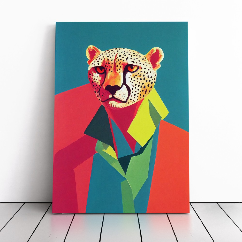 Pop Art Cheetah Canvas Wall Art Print Framed Picture Decor Living Room Bedroom