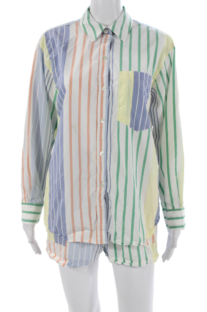 Rails Women Multicolor Striped Collared Button Up Long Sleeve Pajama Set Size SFree Shipping in US $100+ Orders | $6.95 Orders Below