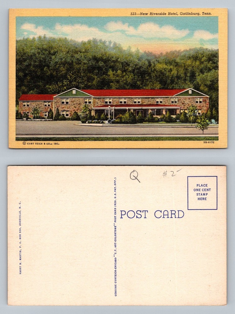 Gatlinburg, TN-Tennessee, New Riverside Hotel Mountain View Vintage Postcard