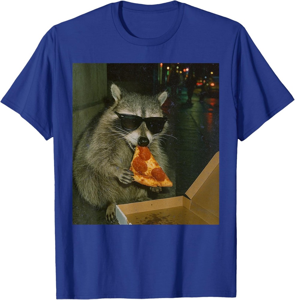 Funny Team Raccoon Eating Pizza Animal Meme Unisex T-Shirt