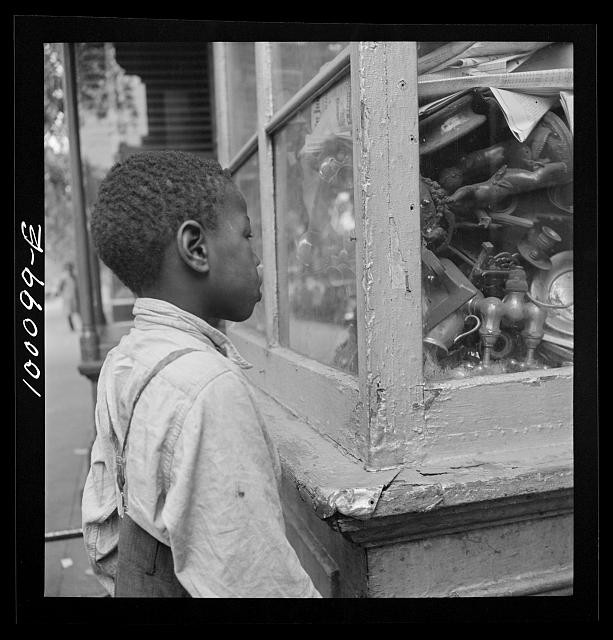 Photo:Harlem New York NY 1930s Boy at Toy Store Window