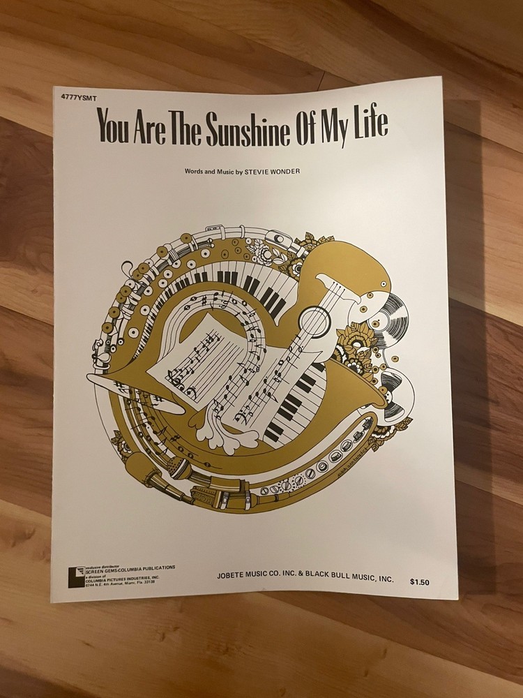 Vintage Sheet Music YOU ARE THE SUNSHINE OF MY LIFE Stevie Wonder 1973